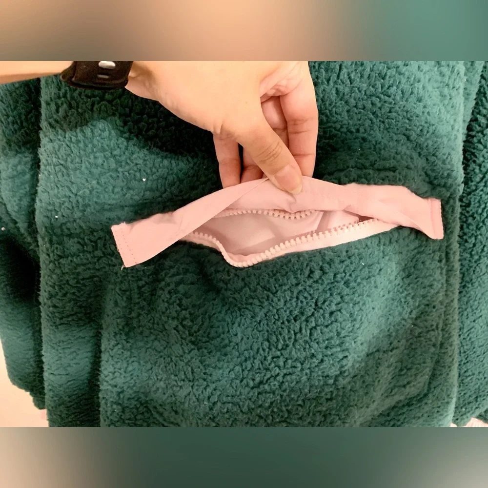 Sherpa oversized hoodie jacket frostbite fleece pullover 1/4 zip button up - Picture 11 of 16